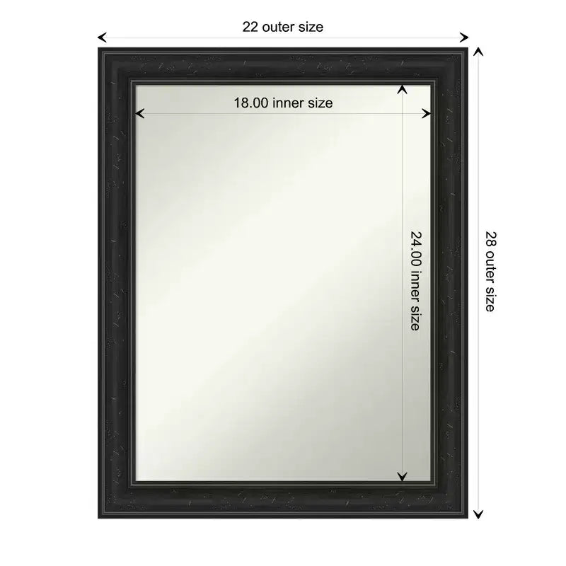 Miroir mural rectangulaire étroit Wreck noir de 22 po x 28 po sans biseaux : Moderne