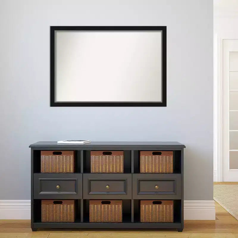 Miroir mural étroit noir argenté de 39 po x 27 po, sans biseau