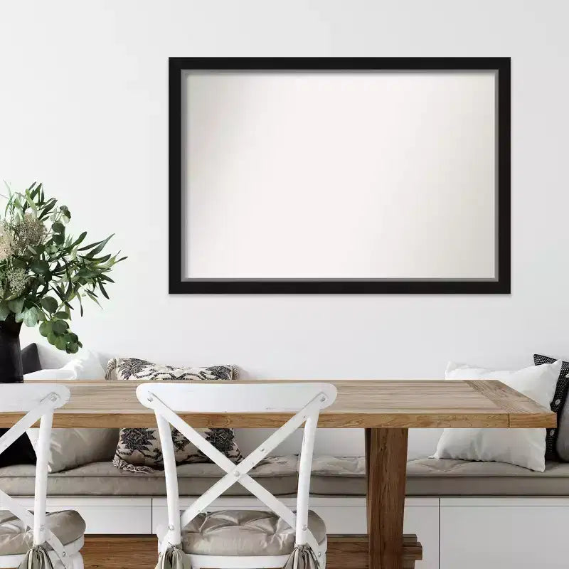 Miroir mural étroit noir argenté de 39 po x 27 po, sans biseau