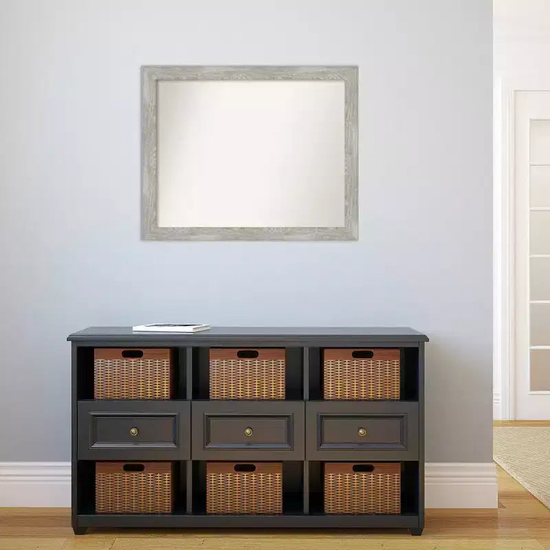 Miroir mural étroit de salle de bain non biseauté Dove 32 po x 26 po Gris délavé - Matériel de montage inclus