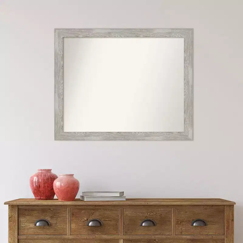 Miroir mural étroit de salle de bain non biseauté Dove 32 po x 26 po Gris délavé - Matériel de montage inclus
