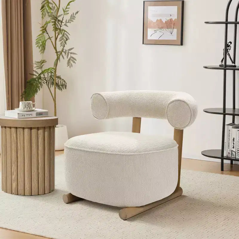 Fauteuil d'appoint dossier U moderne rembourré crème beige