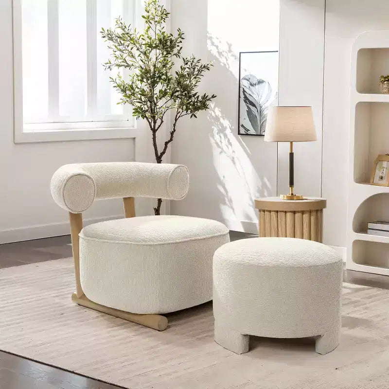 Fauteuil d'appoint dossier U moderne rembourré crème beige
