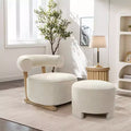 Fauteuil d'appoint dossier U moderne rembourré crème beige