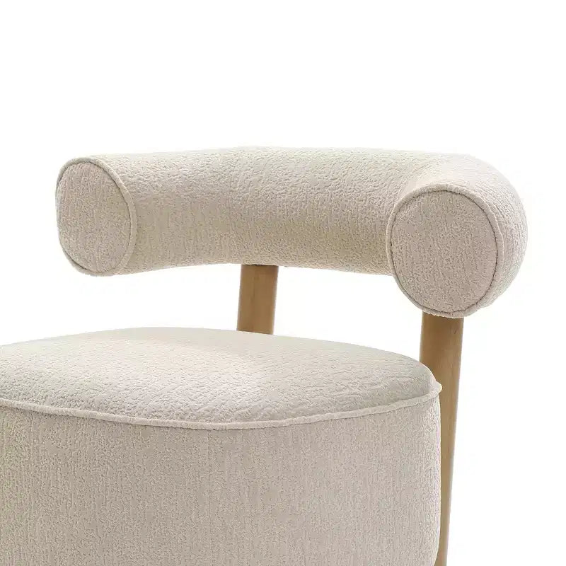 Fauteuil d'appoint dossier U moderne rembourré crème beige