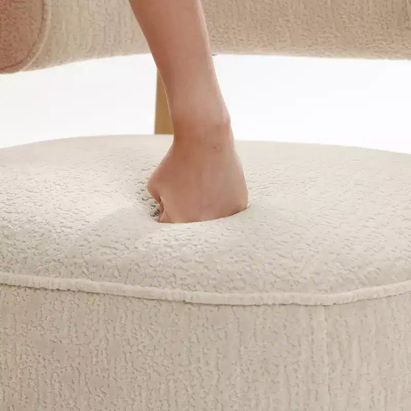 Fauteuil d'appoint dossier U moderne rembourré crème beige
