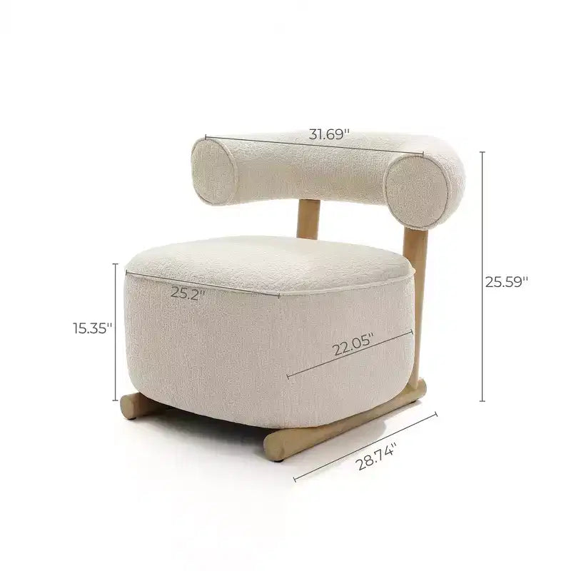 Fauteuil d'appoint dossier U moderne rembourré crème beige