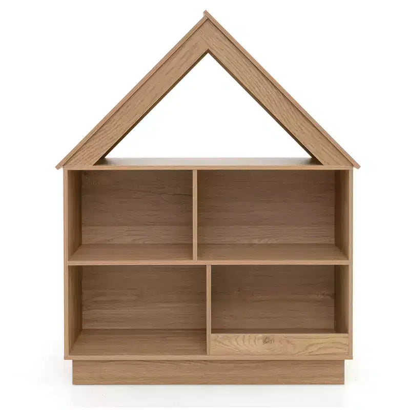 Bibliothèque pour Enfants Maison de Poupée en Bois avec Étagères Ouvertes Système Anti-basculement Blanc/Marron
