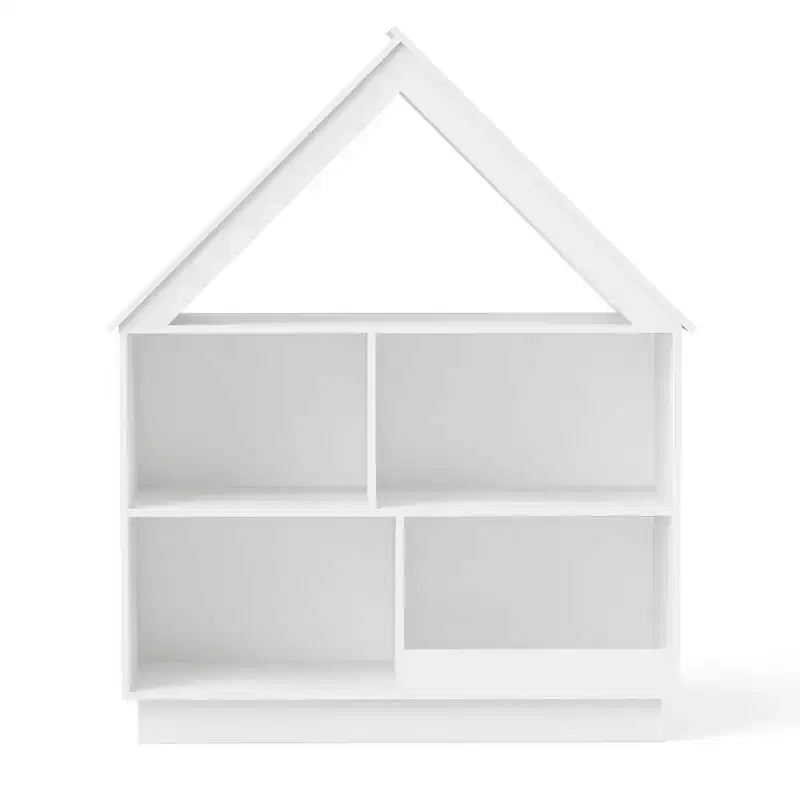 Bibliothèque pour Enfants Maison de Poupée en Bois avec Étagères Ouvertes Système Anti-basculement Blanc/Marron
