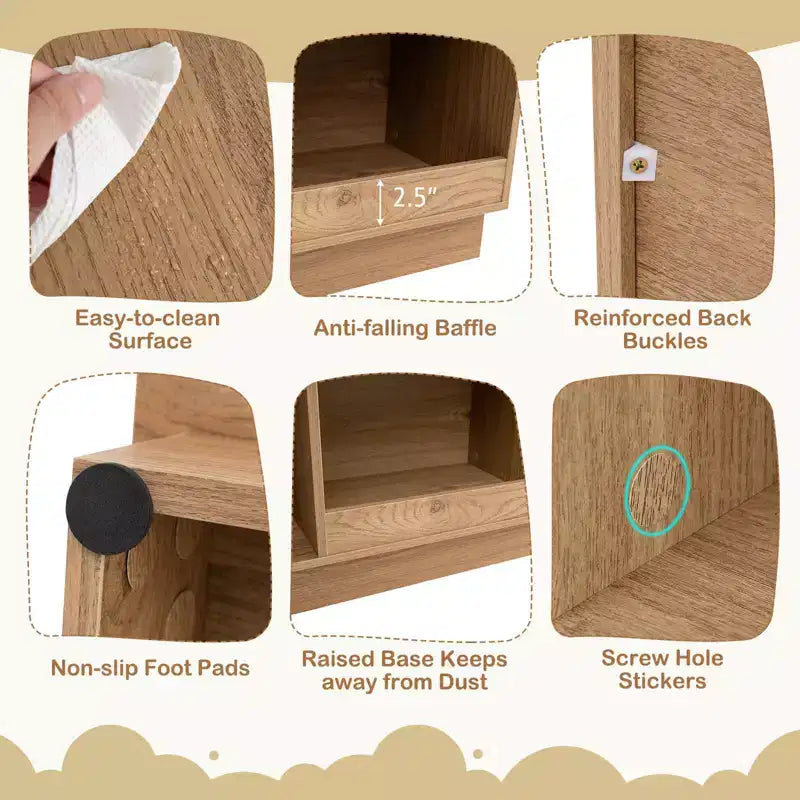 Bibliothèque pour Enfants Maison de Poupée en Bois avec Étagères Ouvertes Système Anti-basculement Blanc/Marron