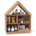 Costway Wooden Kids Dollhouse Bookshelf with Open Shelves Anti-toppling System Bookcase White/Brown