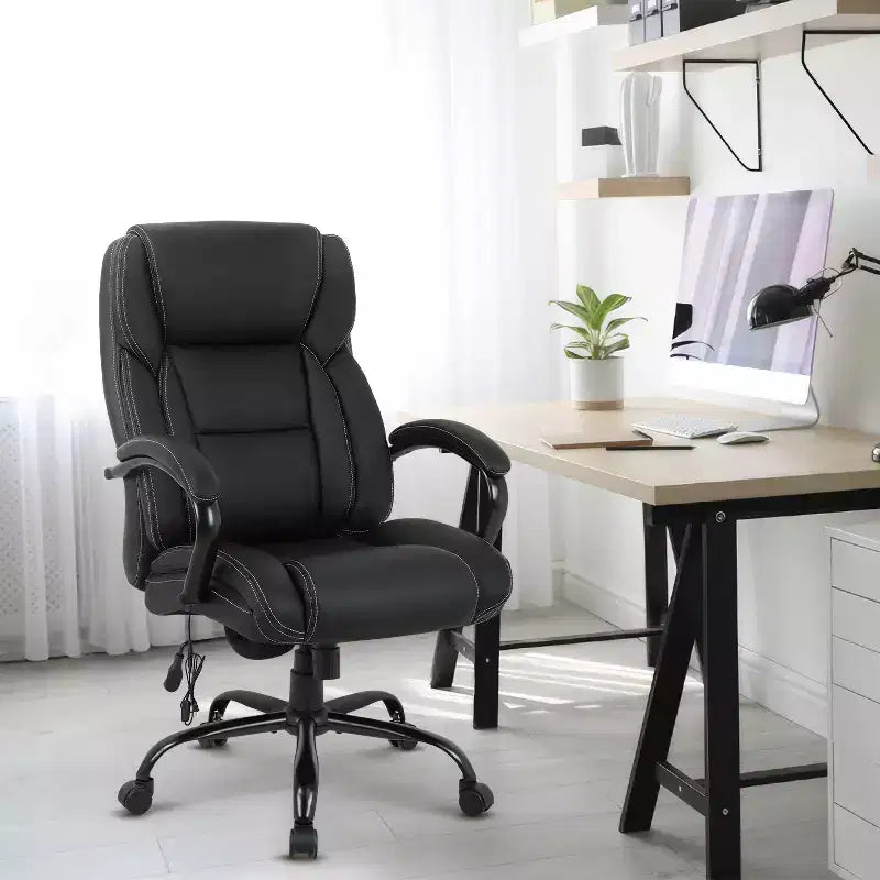 Fauteuil de bureau grande taille 225 kg, fauteuil de direction, fauteuil d'ordinateur avec soutien lombaire