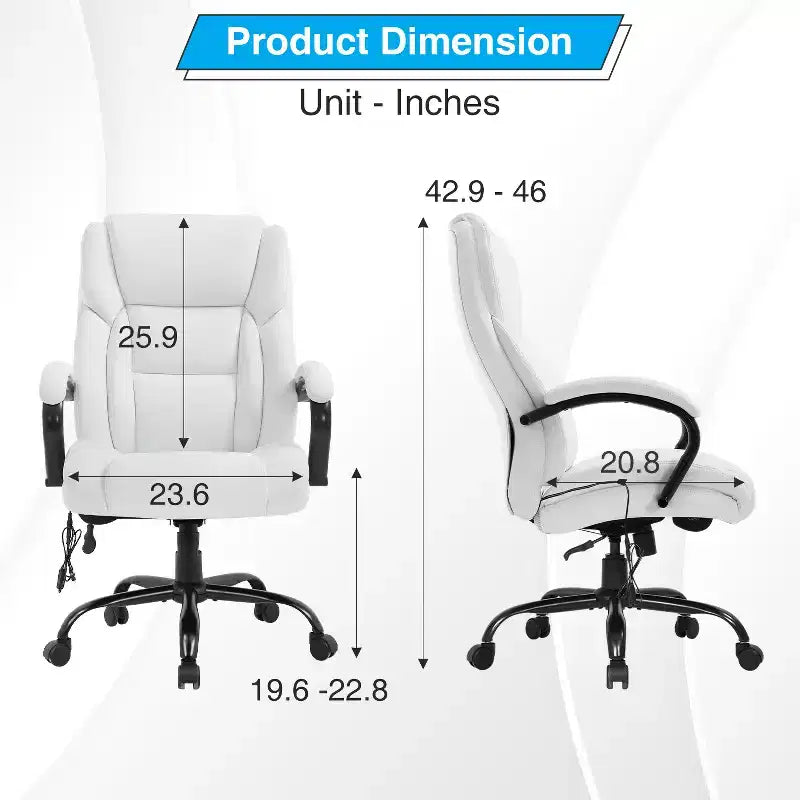 Fauteuil de bureau grande taille 225 kg, fauteuil de direction, fauteuil d'ordinateur avec soutien lombaire
