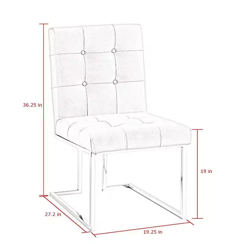 Chaise de salle à manger sans accoudoirs avec cadre en acier inoxydable