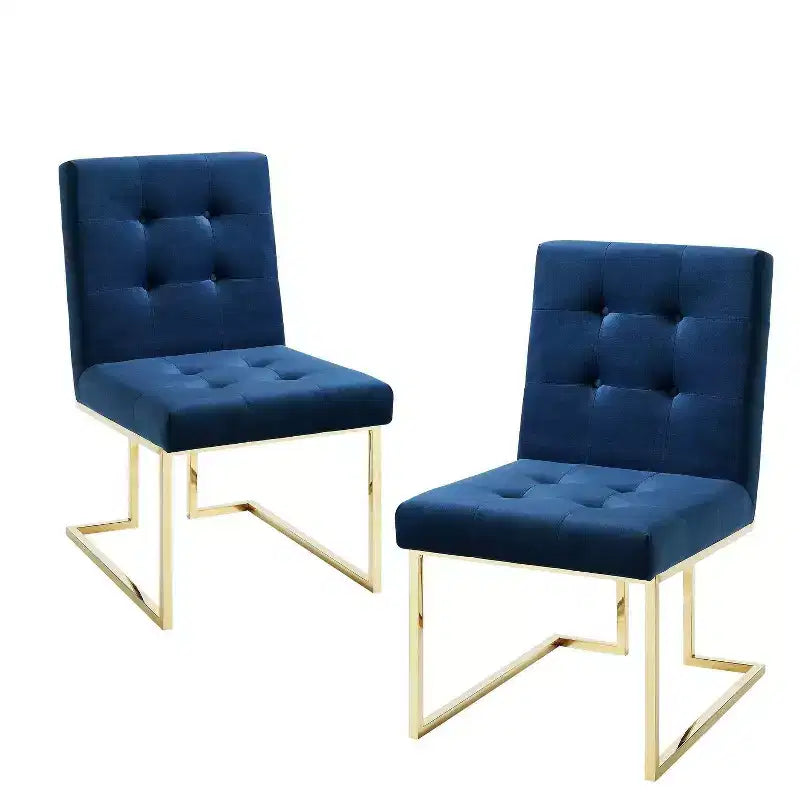 Chaise de salle à manger sans accoudoirs avec cadre en acier inoxydable