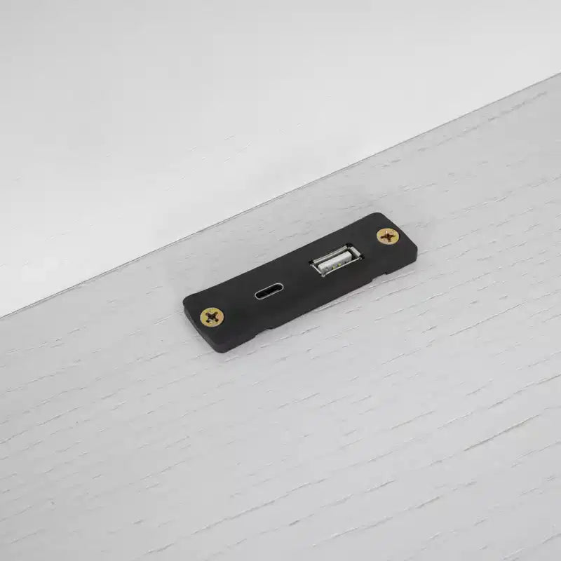 Lit plateforme double en bois avec éclairage LED intégré, tête de lit multifonctionnelle, garde-corps et tiroirs