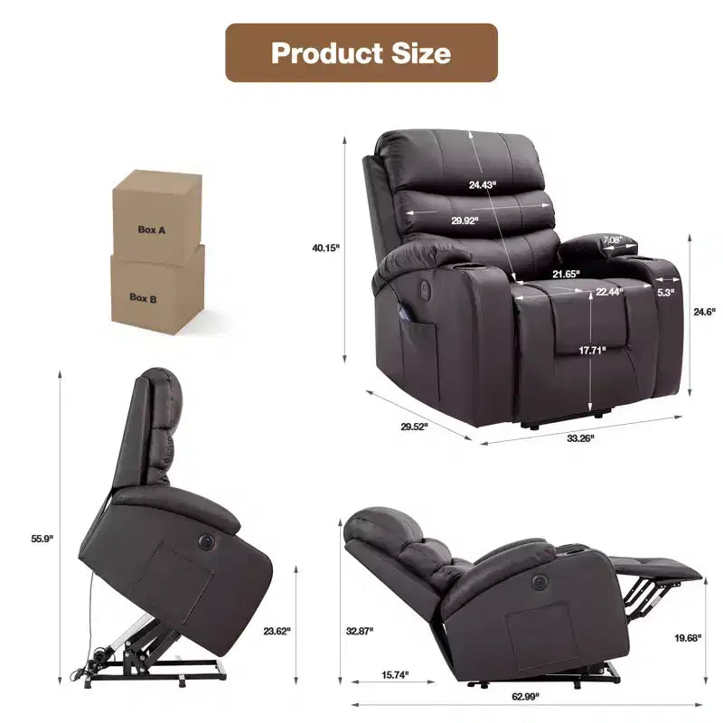 Fauteuil inclinable de massage et chauffant pour personnes âgées