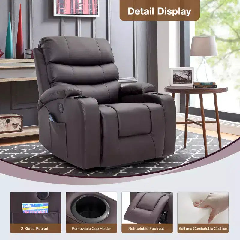 Fauteuil inclinable de massage et chauffant pour personnes âgées