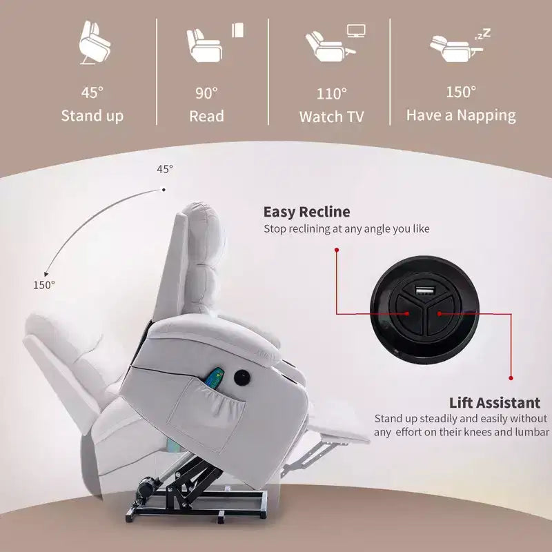 Fauteuil inclinable de massage et chauffant pour personnes âgées