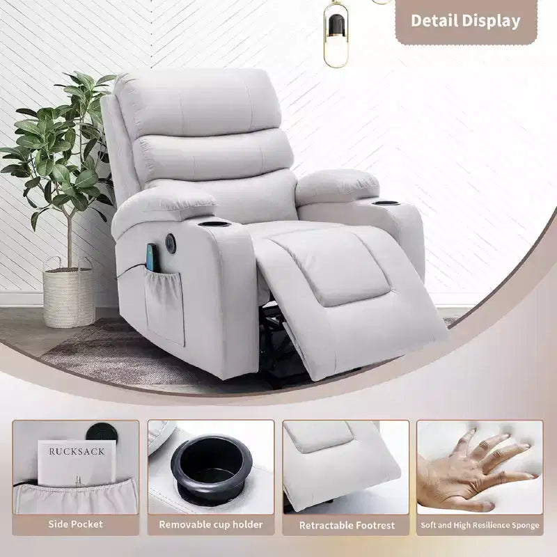 Fauteuil inclinable de massage et chauffant pour personnes âgées