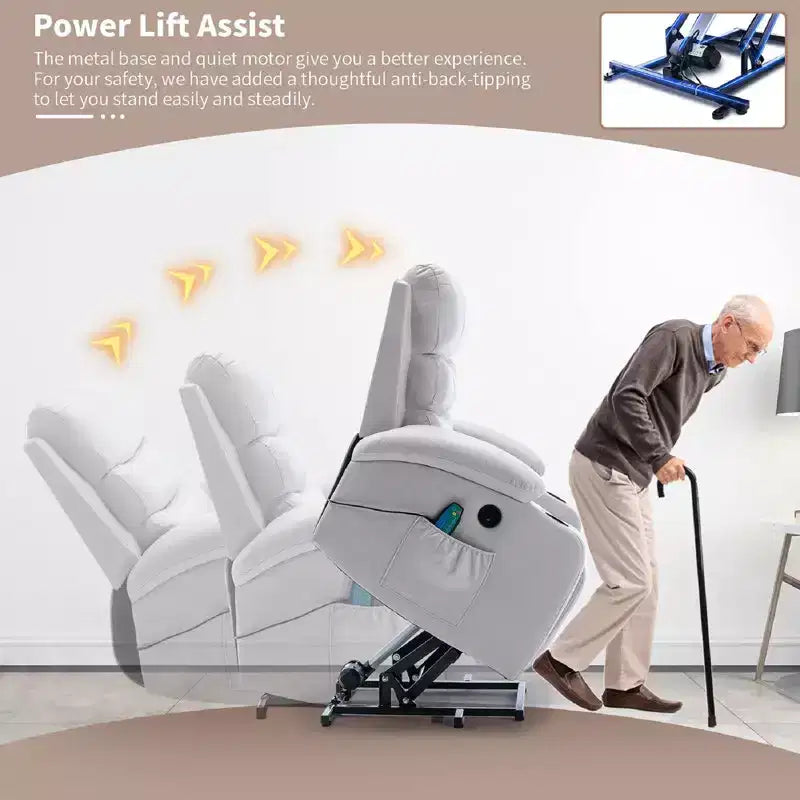 Fauteuil inclinable de massage et chauffant pour personnes âgées