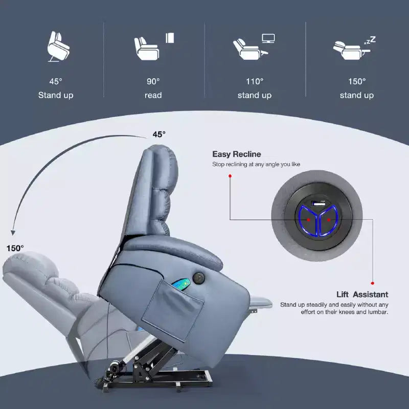 Fauteuil inclinable de massage et chauffant pour personnes âgées