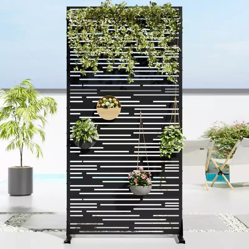 72 H35W Jardinière rectangulaire en métal noir avec treillis, pour patio de café, jardin et balcon