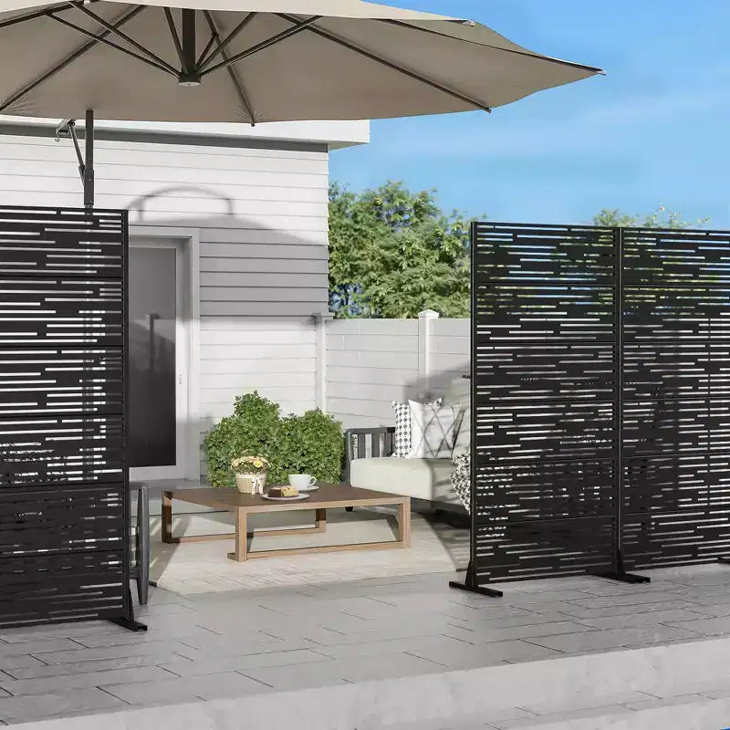 72 H35W Jardinière rectangulaire en métal noir avec treillis, pour patio de café, jardin et balcon