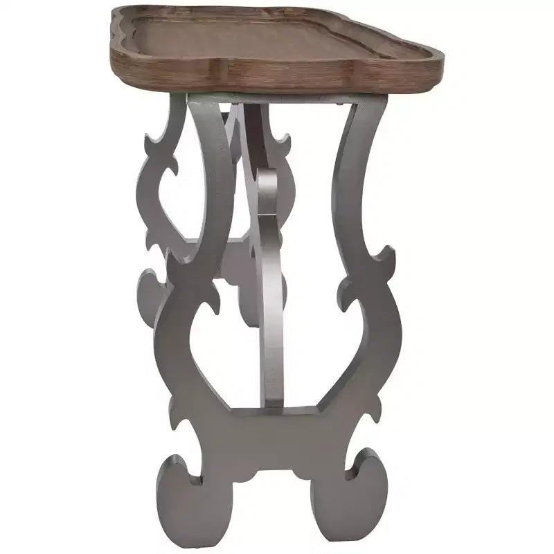 Table basse de salon de style ancien, pieds noirs et finition naturelle, grande