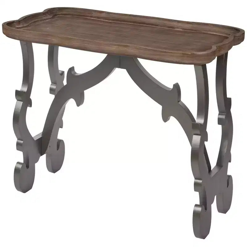 Table basse de salon de style ancien, pieds noirs et finition naturelle, grande