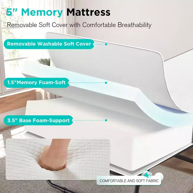 Lit pliant simple extra large de 79 cm de large avec matelas inclus, lit de repos
