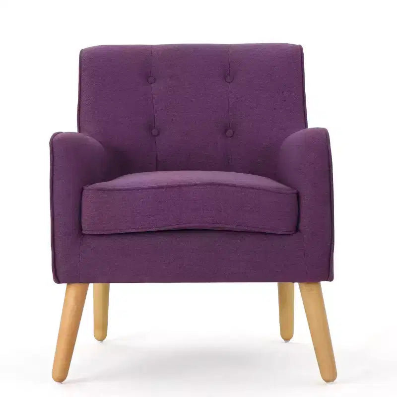 Fauteuil d'appoint capitonné en tissu, style Mid-Century Modern