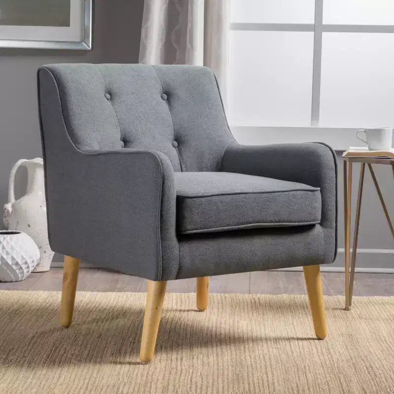 Fauteuil d'appoint capitonné en tissu, style Mid-Century Modern