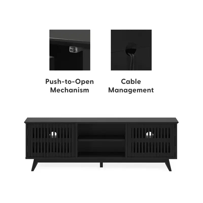 Meuble TV Mid Century Modern en bois massif avec 2 portes