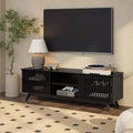 Meuble TV Mid Century Modern en bois massif avec 2 portes