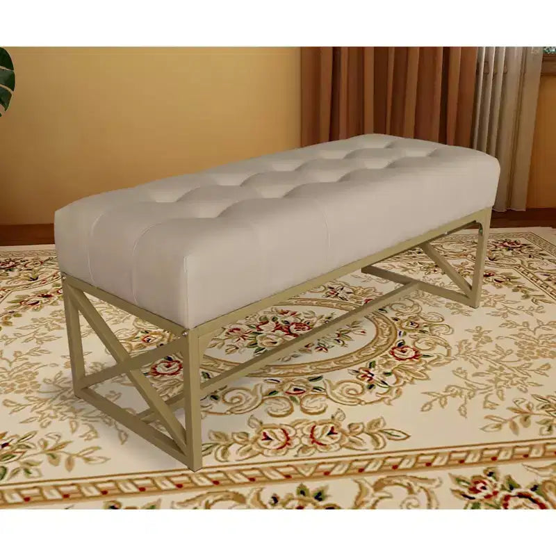Banc moderne en similicuir, 102 cm, doré