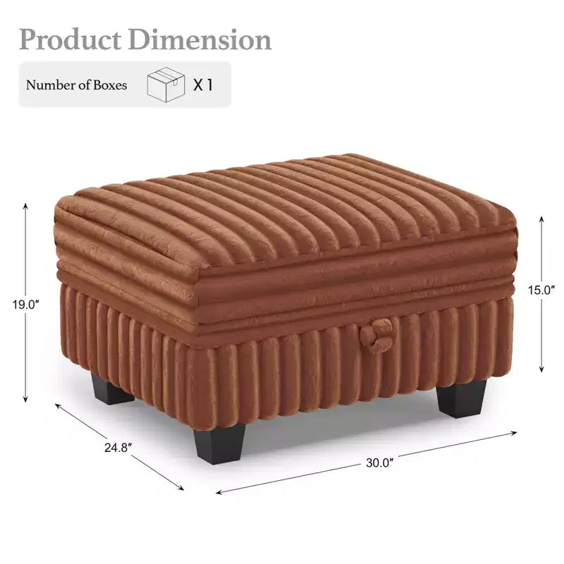 Ottoman en velours côtelé avec rangement pour canapé modulable