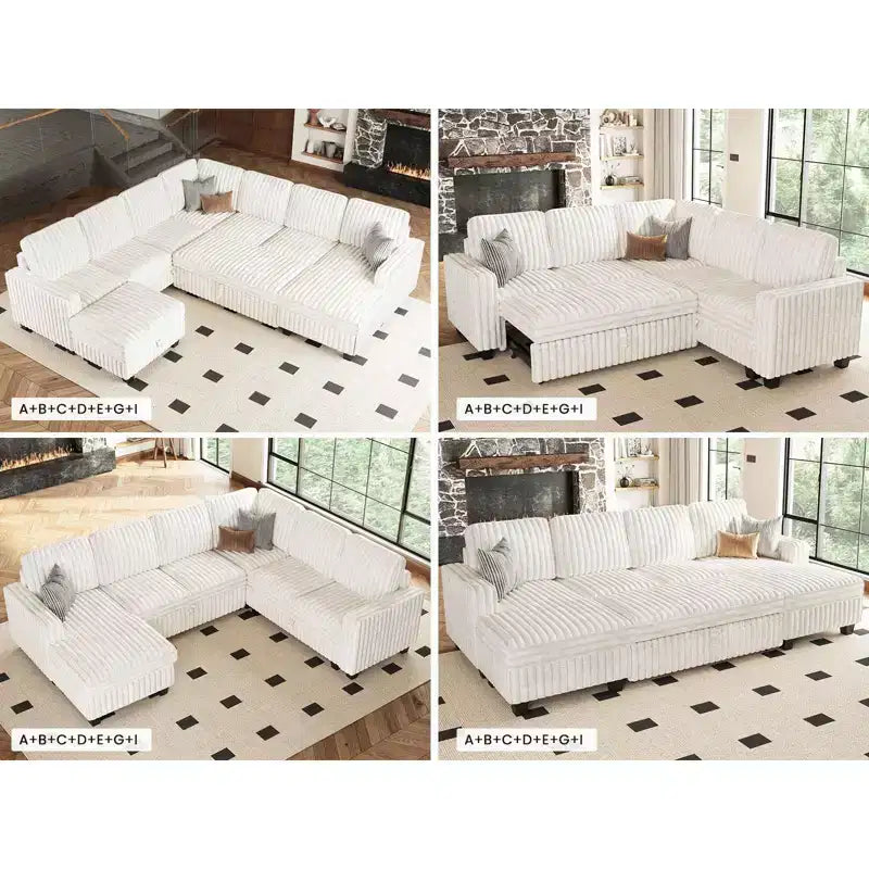 Ottoman en velours côtelé avec rangement pour canapé modulable