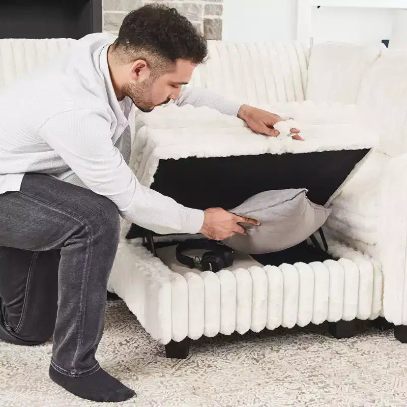 Ottoman en velours côtelé avec rangement pour canapé modulable