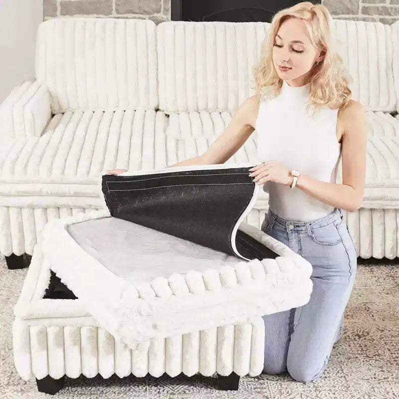 Ottoman en velours côtelé avec rangement pour canapé modulable