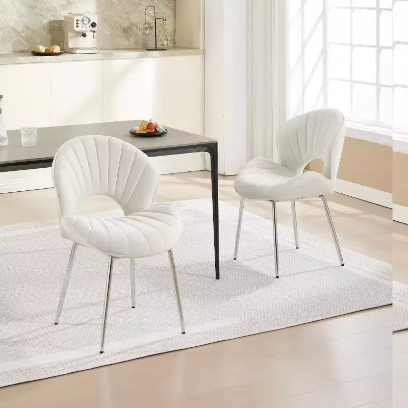 Chaises de salle à manger modernes rembourrées avec dossier incurvé et pieds en métal, chaises de salle à manger sans accoudoirs pour la salle à manger ou la cuisine