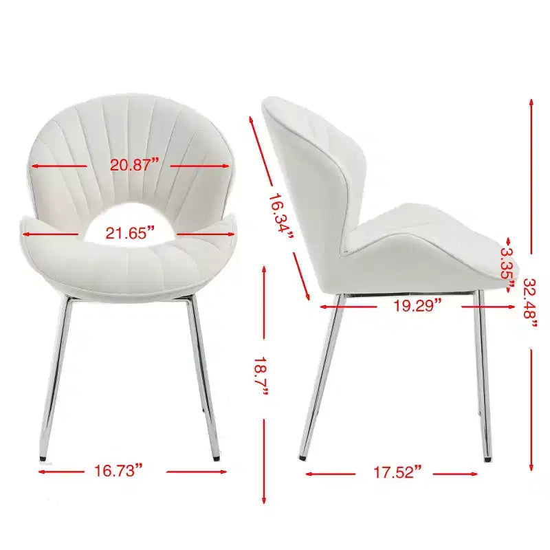 Chaises de salle à manger modernes rembourrées avec dossier incurvé et pieds en métal, chaises de salle à manger sans accoudoirs pour la salle à manger ou la cuisine