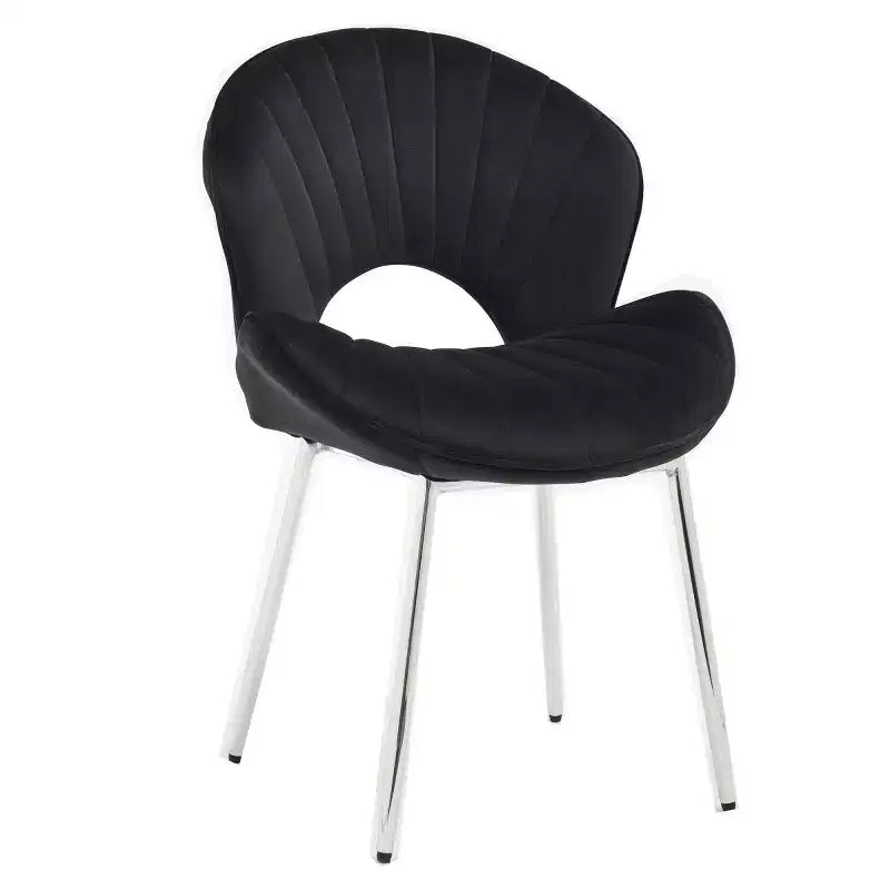 Chaises de salle à manger modernes rembourrées avec dossier incurvé et pieds en métal, chaises de salle à manger sans accoudoirs pour la salle à manger ou la cuisine