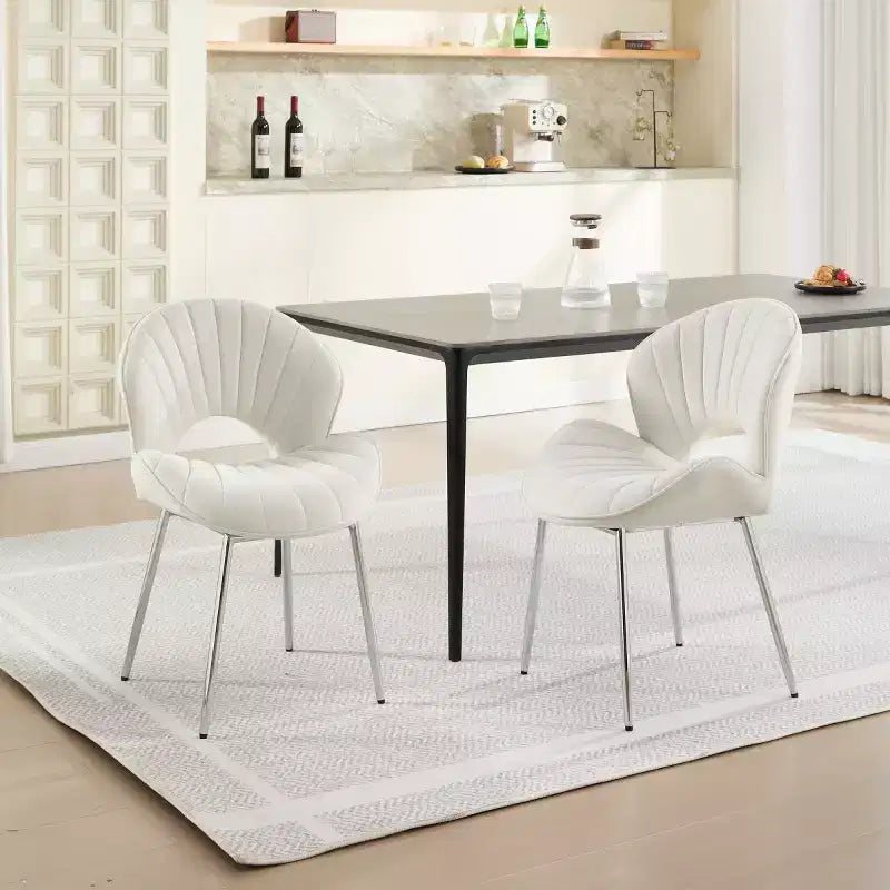 Chaises de salle à manger modernes rembourrées avec dossier incurvé et pieds en métal, chaises de salle à manger sans accoudoirs pour la salle à manger ou la cuisine