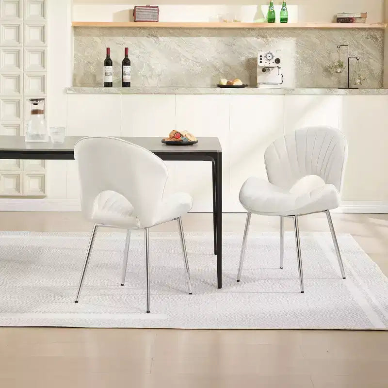 Chaises de salle à manger modernes rembourrées avec dossier incurvé et pieds en métal, chaises de salle à manger sans accoudoirs pour la salle à manger ou la cuisine