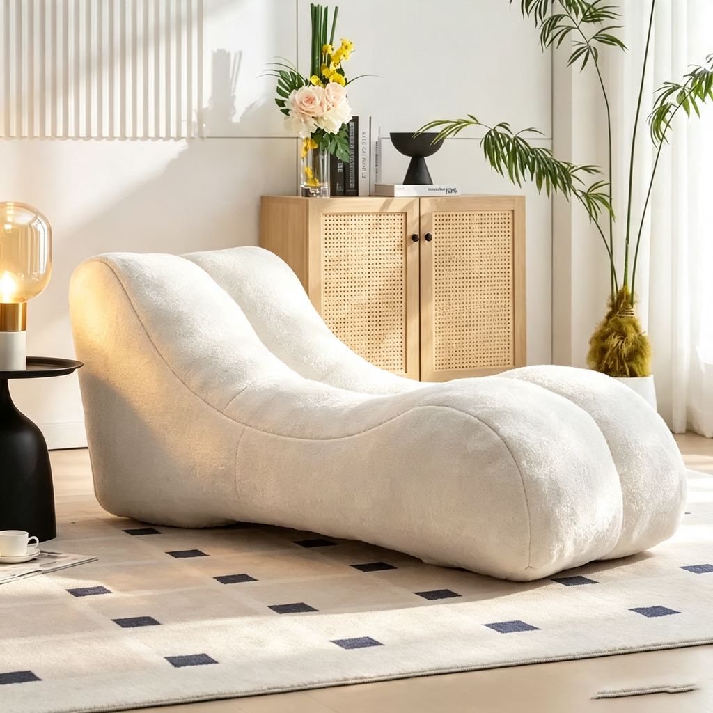 Chaise longue pour le yoga, fauteuil déhoussable en forme de S, chaise longue confortable remplie d'éponge douce, canapé de lecture sans armature pour salon et chambre à coucher