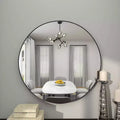Miroir Mural Rond en Bois Contemporain de 36 po